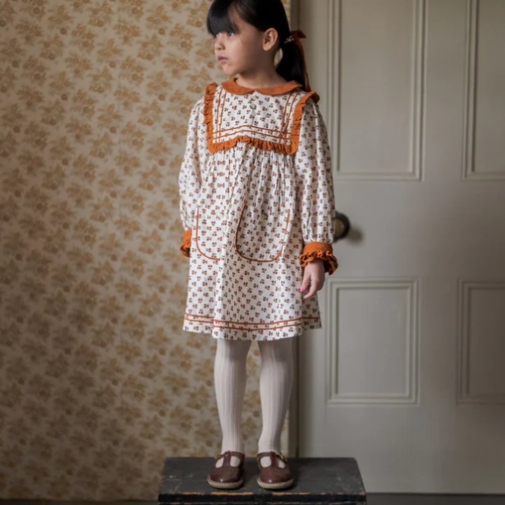 Charming Orange and Cream Kids Dress
